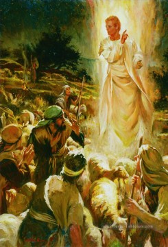Un ange apparaît aux bergers de Bethléem catholique chrétienne Peinture à l'huile